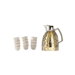 Royal Dallah Andalus dallah with a set of 12 Zaha-model coffee cups - Silver - Royal Dallah